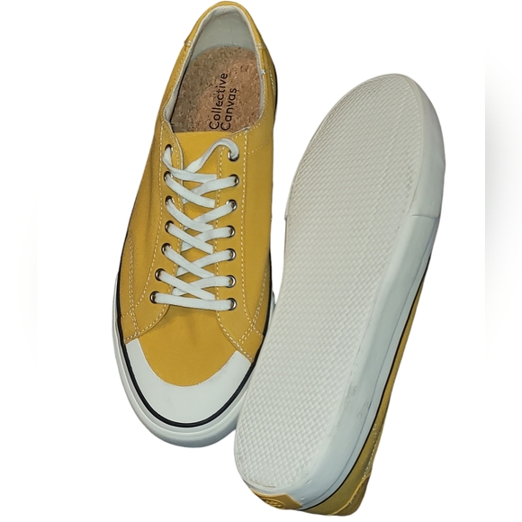 Collective Canvas Vier Shoes Mens Size 12 NWOB Yellow Canvas Sneakers - Picture 3 of 5
